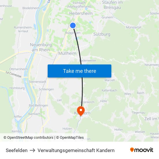 Seefelden to Verwaltungsgemeinschaft Kandern map