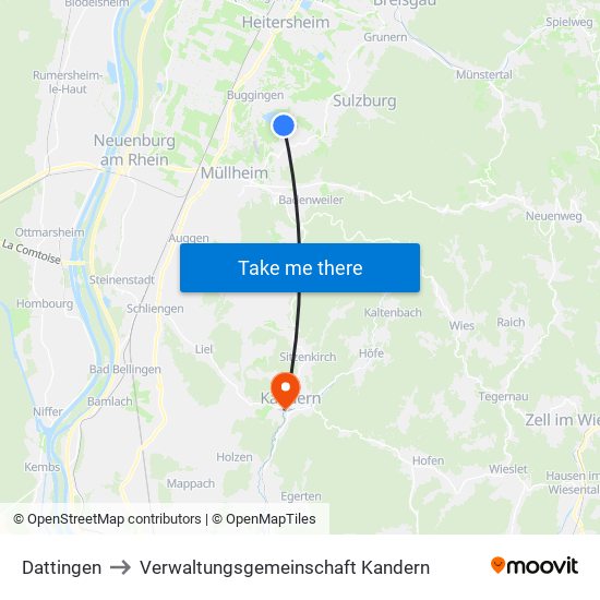 Dattingen to Verwaltungsgemeinschaft Kandern map