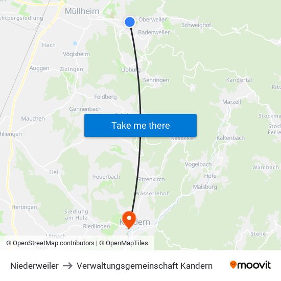 Niederweiler to Verwaltungsgemeinschaft Kandern map