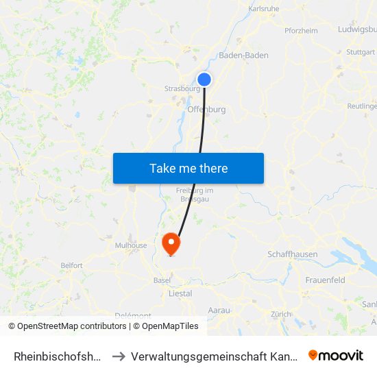 Rheinbischofsheim to Verwaltungsgemeinschaft Kandern map