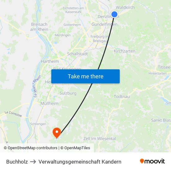 Buchholz to Verwaltungsgemeinschaft Kandern map
