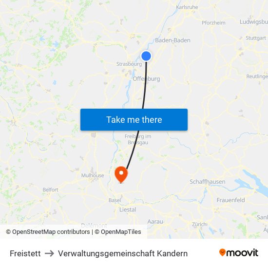 Freistett to Verwaltungsgemeinschaft Kandern map