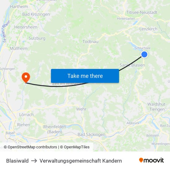 Blasiwald to Verwaltungsgemeinschaft Kandern map