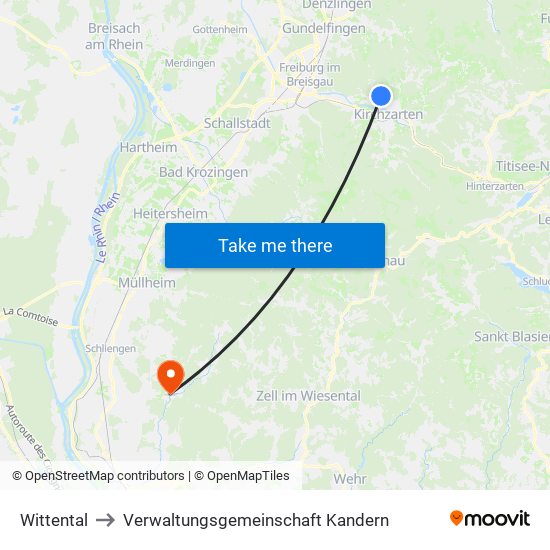 Wittental to Verwaltungsgemeinschaft Kandern map