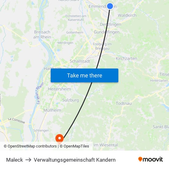 Maleck to Verwaltungsgemeinschaft Kandern map