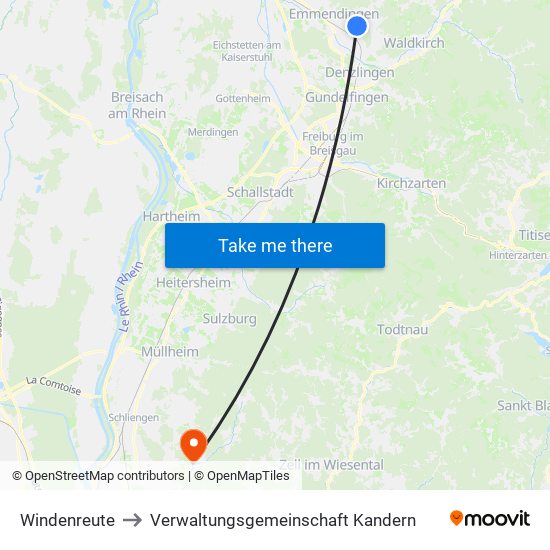 Windenreute to Verwaltungsgemeinschaft Kandern map