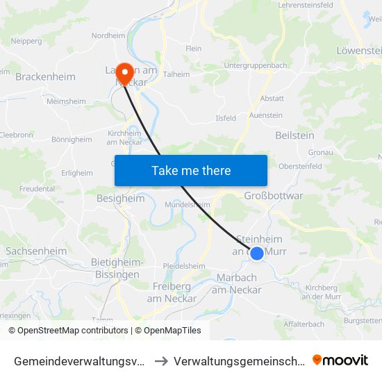 Gemeindeverwaltungsverband Steinheim-Murr to Verwaltungsgemeinschaft Lauffen am Neckar map