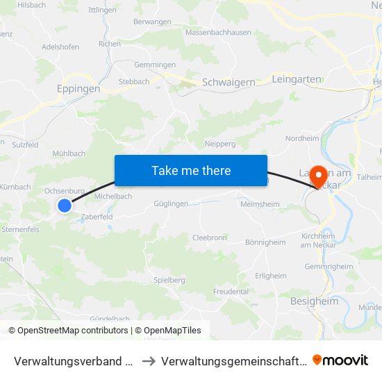 Verwaltungsverband Oberes Zabergäu to Verwaltungsgemeinschaft Lauffen am Neckar map