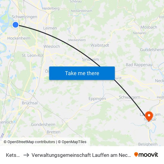 Ketsch to Verwaltungsgemeinschaft Lauffen am Neckar map