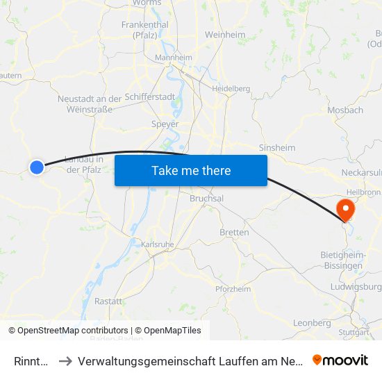 Rinnthal to Verwaltungsgemeinschaft Lauffen am Neckar map