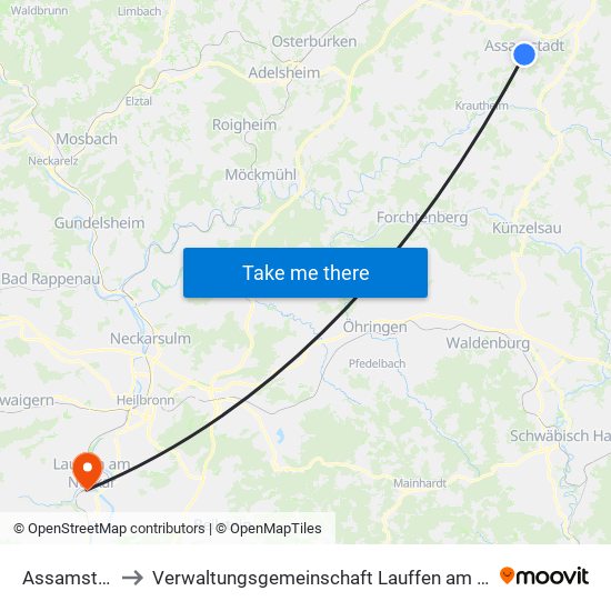 Assamstadt to Verwaltungsgemeinschaft Lauffen am Neckar map