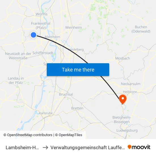 Lambsheim-Heßheim to Verwaltungsgemeinschaft Lauffen am Neckar map