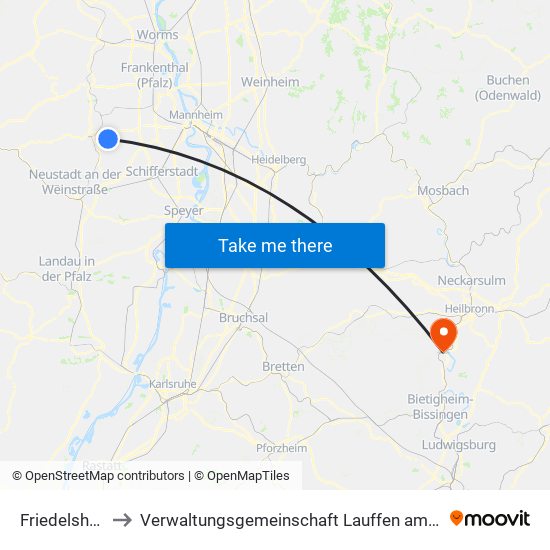 Friedelsheim to Verwaltungsgemeinschaft Lauffen am Neckar map