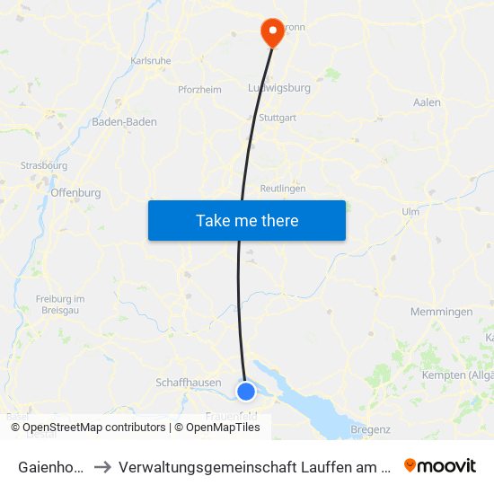 Gaienhofen to Verwaltungsgemeinschaft Lauffen am Neckar map