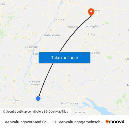 Verwaltungsverband Schönau Im Schwarzwald to Verwaltungsgemeinschaft Lauffen am Neckar map