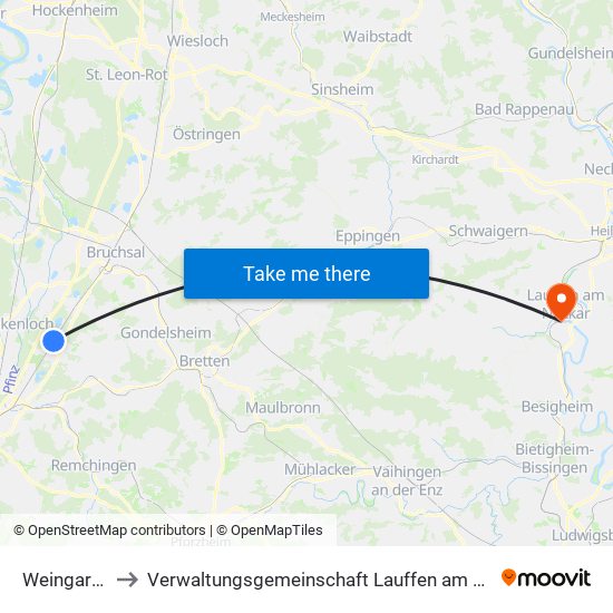 Weingarten to Verwaltungsgemeinschaft Lauffen am Neckar map