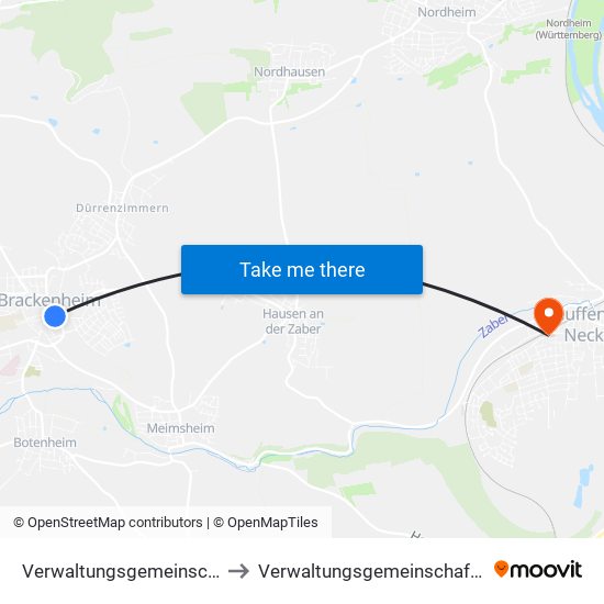 Verwaltungsgemeinschaft Brackenheim to Verwaltungsgemeinschaft Lauffen am Neckar map