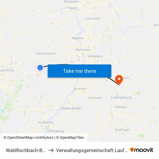 Waldfischbach-Burgalben to Verwaltungsgemeinschaft Lauffen am Neckar map