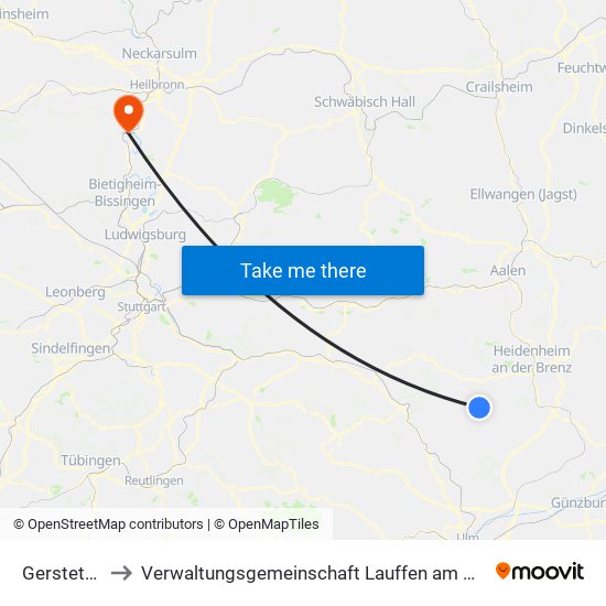 Gerstetten to Verwaltungsgemeinschaft Lauffen am Neckar map