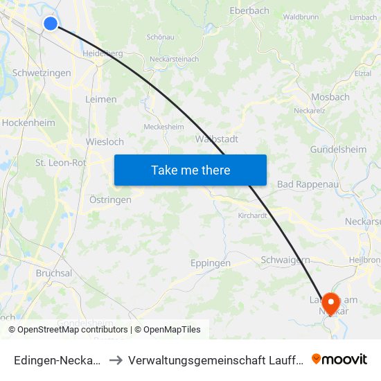 Edingen-Neckarhausen to Verwaltungsgemeinschaft Lauffen am Neckar map