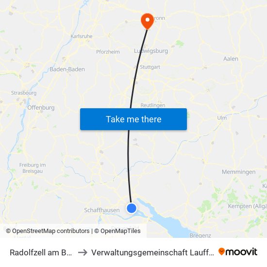 Radolfzell am Bodensee to Verwaltungsgemeinschaft Lauffen am Neckar map