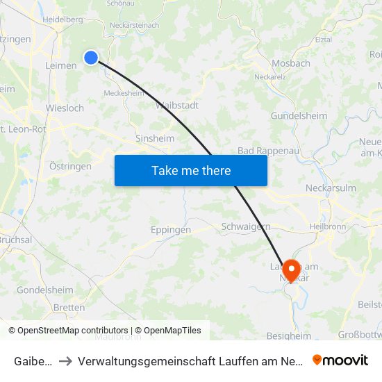 Gaiberg to Verwaltungsgemeinschaft Lauffen am Neckar map