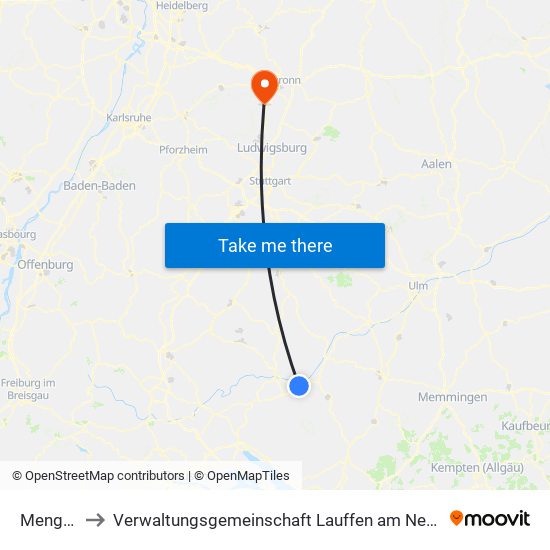 Mengen to Verwaltungsgemeinschaft Lauffen am Neckar map