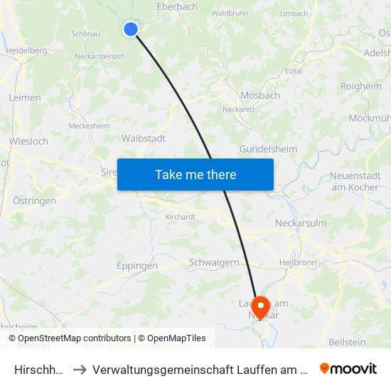 Hirschhorn to Verwaltungsgemeinschaft Lauffen am Neckar map