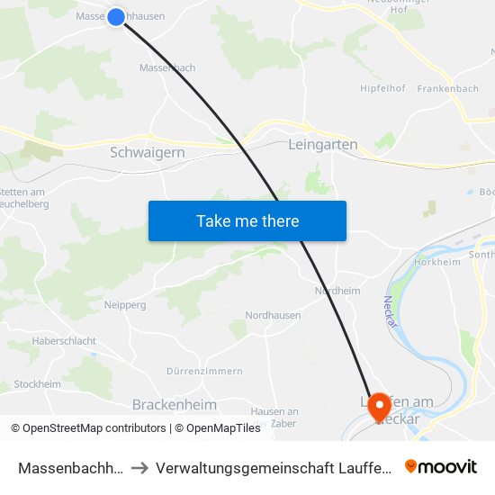 Massenbachhausen to Verwaltungsgemeinschaft Lauffen am Neckar map