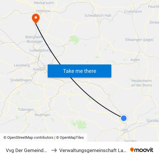 Vvg Der Gemeinde Dornstadt to Verwaltungsgemeinschaft Lauffen am Neckar map