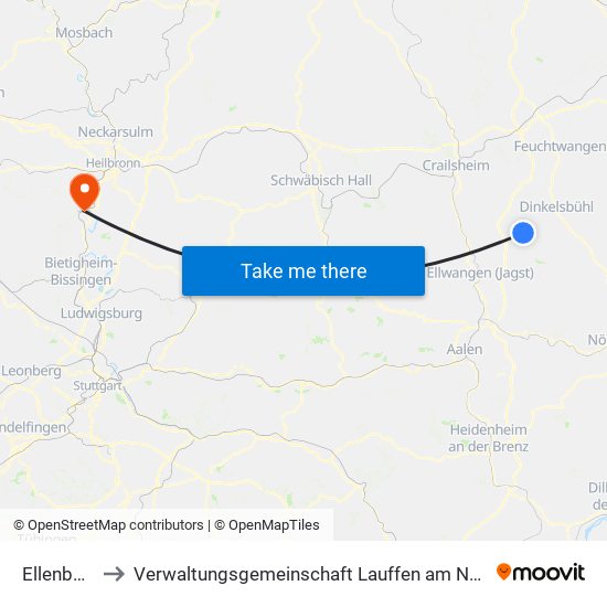 Ellenberg to Verwaltungsgemeinschaft Lauffen am Neckar map