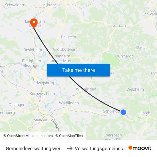 Gemeindeverwaltungsverband Plüderhausen-Urbach to Verwaltungsgemeinschaft Lauffen am Neckar map