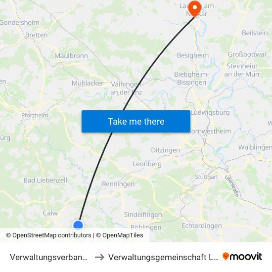 Verwaltungsverband Althengstett to Verwaltungsgemeinschaft Lauffen am Neckar map