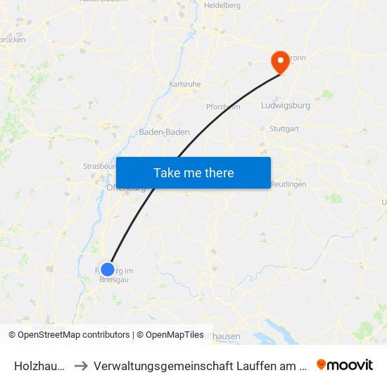 Holzhausen to Verwaltungsgemeinschaft Lauffen am Neckar map