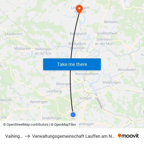 Vaihingen to Verwaltungsgemeinschaft Lauffen am Neckar map