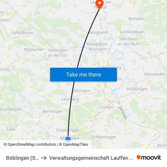 Böblingen (Stadt) to Verwaltungsgemeinschaft Lauffen am Neckar map