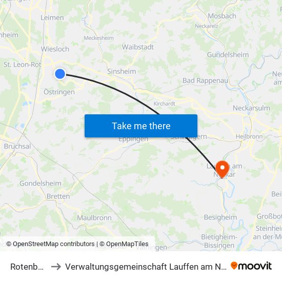 Rotenberg to Verwaltungsgemeinschaft Lauffen am Neckar map