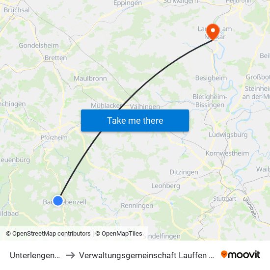 Unterlengenhardt to Verwaltungsgemeinschaft Lauffen am Neckar map