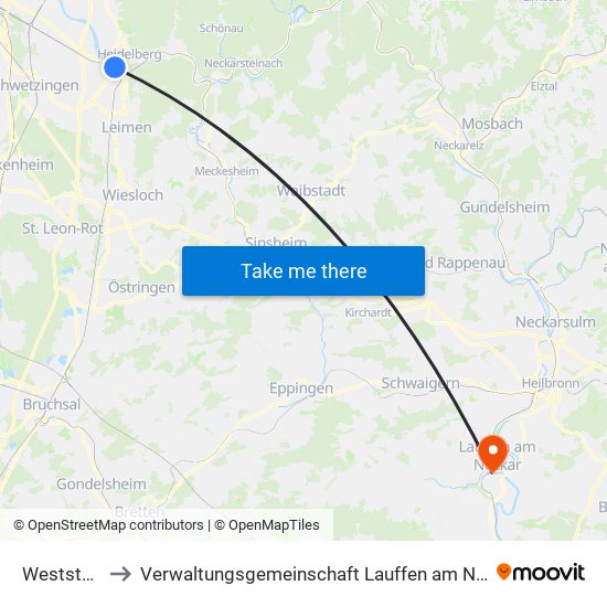 Weststadt to Verwaltungsgemeinschaft Lauffen am Neckar map