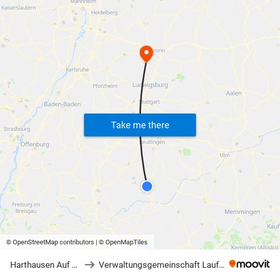 Harthausen Auf Der Scher to Verwaltungsgemeinschaft Lauffen am Neckar map