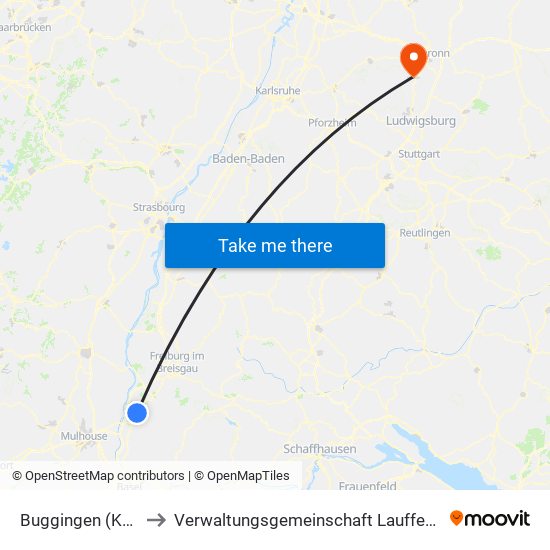 Buggingen (Kernort) to Verwaltungsgemeinschaft Lauffen am Neckar map