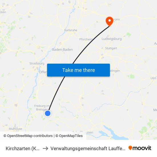 Kirchzarten (Kernort) to Verwaltungsgemeinschaft Lauffen am Neckar map