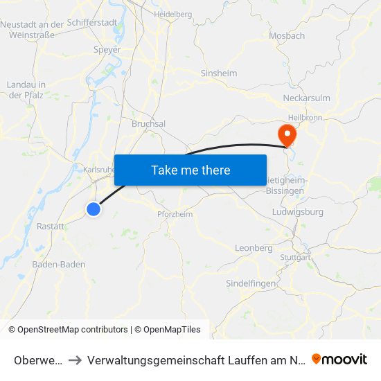 Oberweier to Verwaltungsgemeinschaft Lauffen am Neckar map