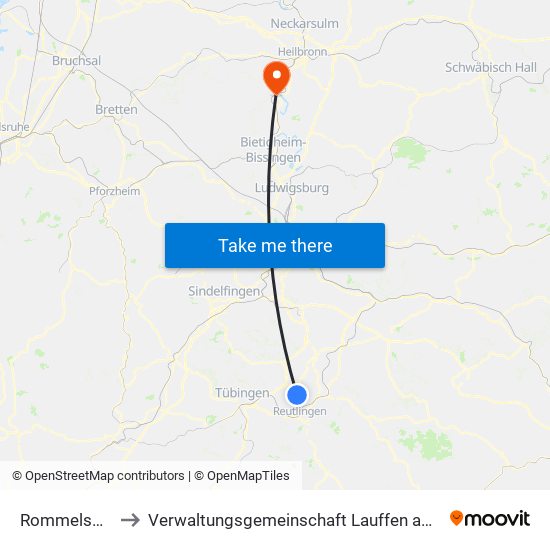Rommelsbach to Verwaltungsgemeinschaft Lauffen am Neckar map