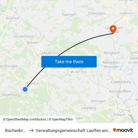 Büchenbronn to Verwaltungsgemeinschaft Lauffen am Neckar map