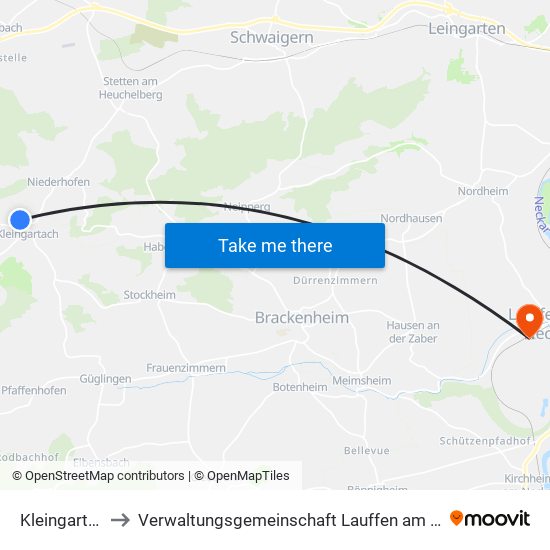 Kleingartach to Verwaltungsgemeinschaft Lauffen am Neckar map