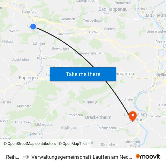 Reihen to Verwaltungsgemeinschaft Lauffen am Neckar map