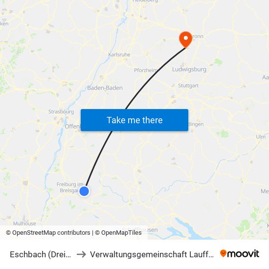 Eschbach (Dreisamtal) to Verwaltungsgemeinschaft Lauffen am Neckar map