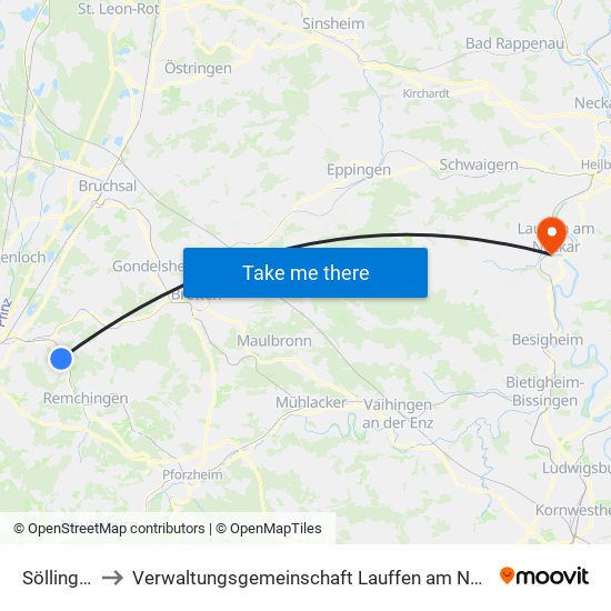 Söllingen to Verwaltungsgemeinschaft Lauffen am Neckar map