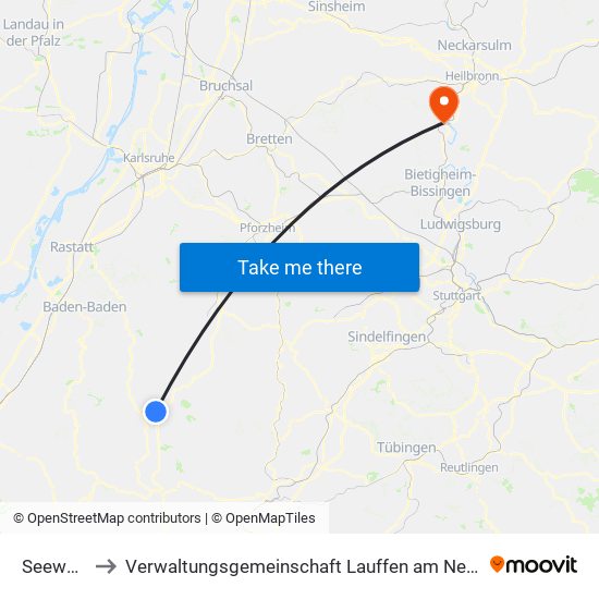Seewald to Verwaltungsgemeinschaft Lauffen am Neckar map